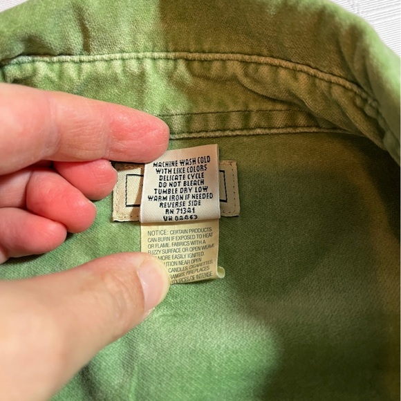 Vintage 90's/Y2K L.L. Bean Women's Green Cotton/Spandex Shacket Grunge Medium - Picture 9 of 10